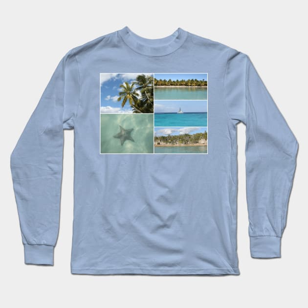 Caribbean Travel Vacation Photo Collage Long Sleeve T-Shirt by Christine aka stine1